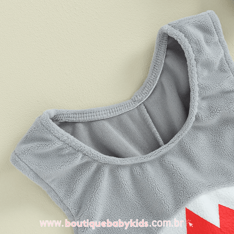 Body Bebê Fantasia Tubarão com Touca