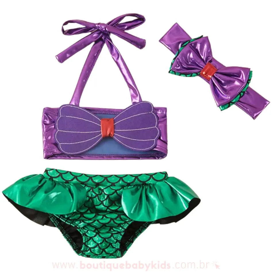 Biquíni Infantil Pequena Sereia com Faixa - Boutique Baby Kids