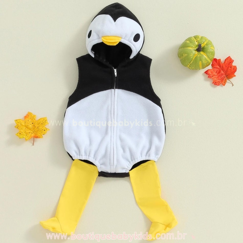 Body Bebê Fantasia Pinguim com Meia - Boutique Baby Kids