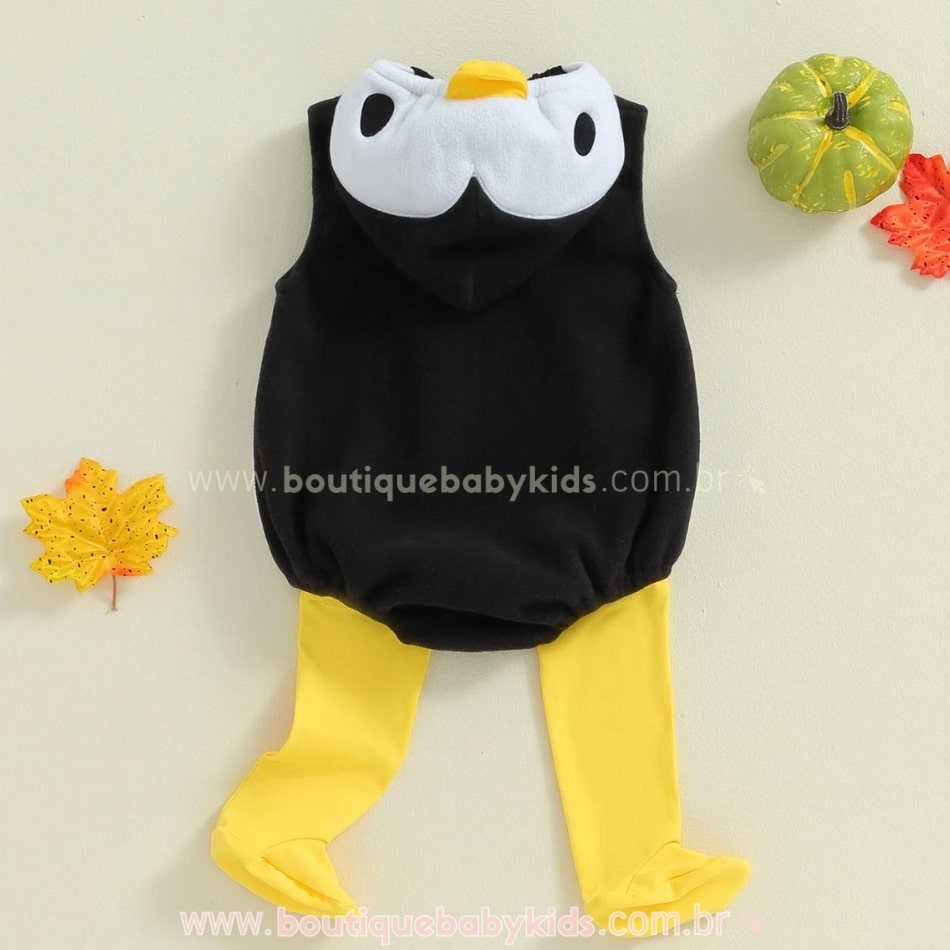 Body Bebê Fantasia Pinguim com Meia