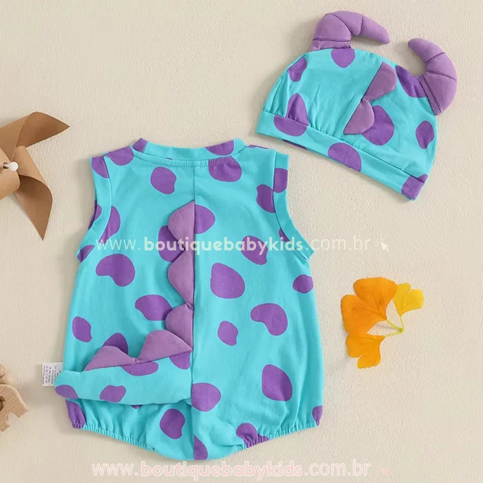 Body Bebê Fantasia Sulley com Touca