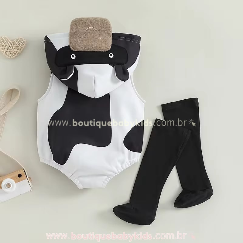 Body Bebê Fantasia Vaquinha com Meia
