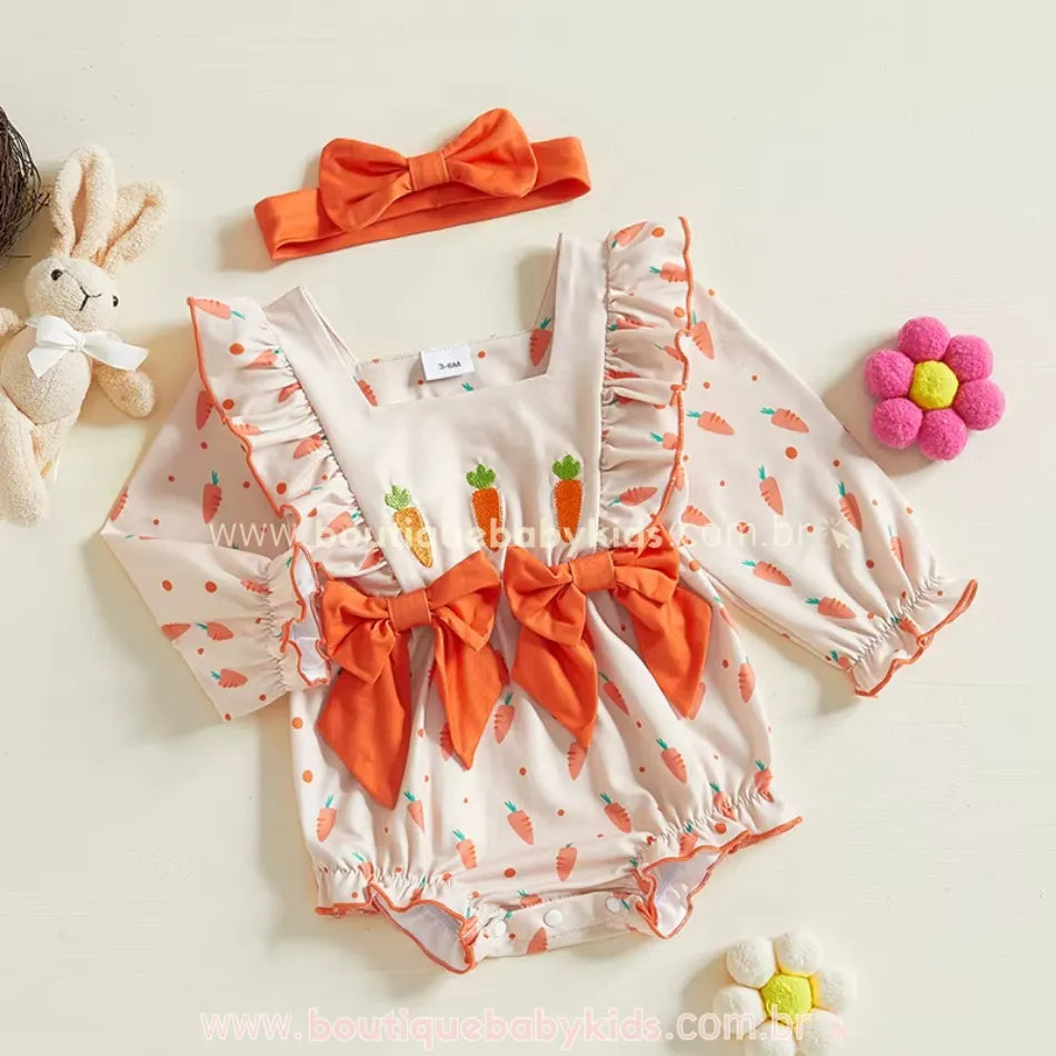 Body Bebê Páscoa das Cenourinhas com Faixa - Boutique Baby Kids