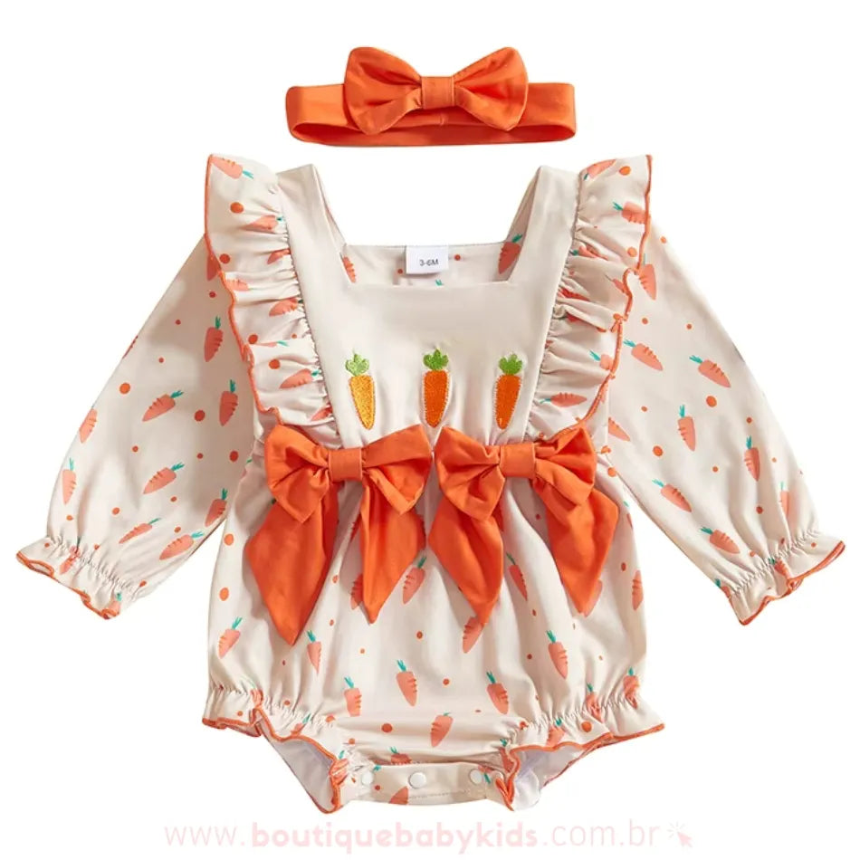 Body Bebê Páscoa das Cenourinhas com Faixa - Boutique Baby Kids