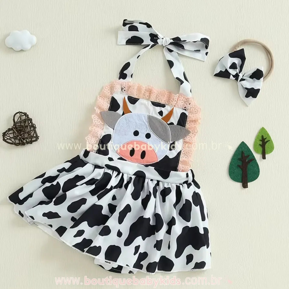 Body Bebê Fantasia Vaquinha Fazendinha com Saia - Boutique Baby Kids