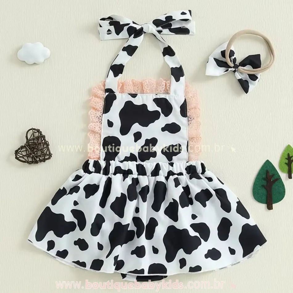 Body Bebê Temático Vaquinha com Saia