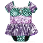Body Temático Pequena Sereia com Paetês Verde e Lilás - Boutique Baby Kids
