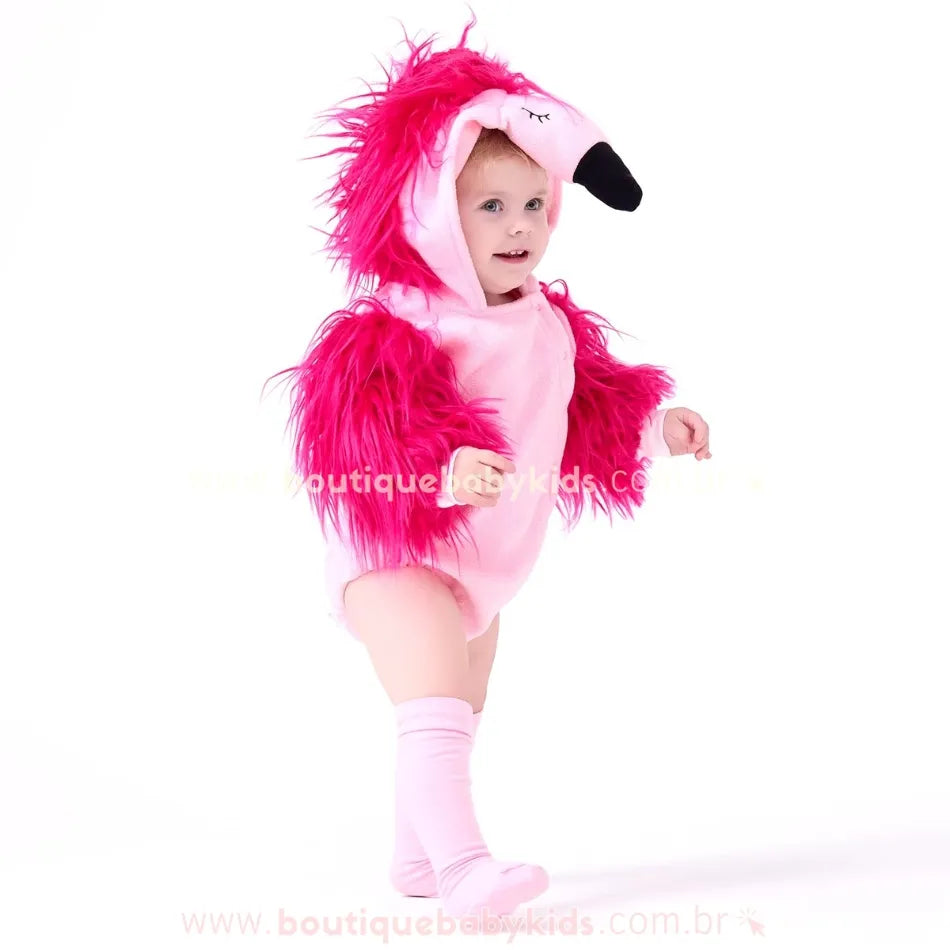 Body Bebê Temático Fantasia Flamingo com Meia Rosa - Boutique Baby Kids