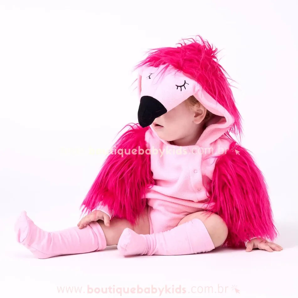 Body Bebê Temático Fantasia Flamingo com Meia Rosa - Boutique Baby Kids