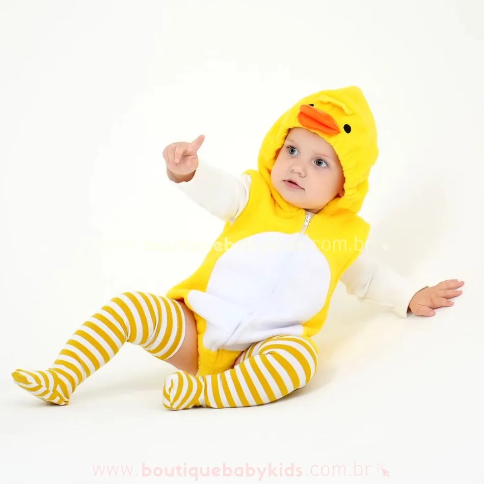 Body Bebê Fantasia Pintinho com Meia