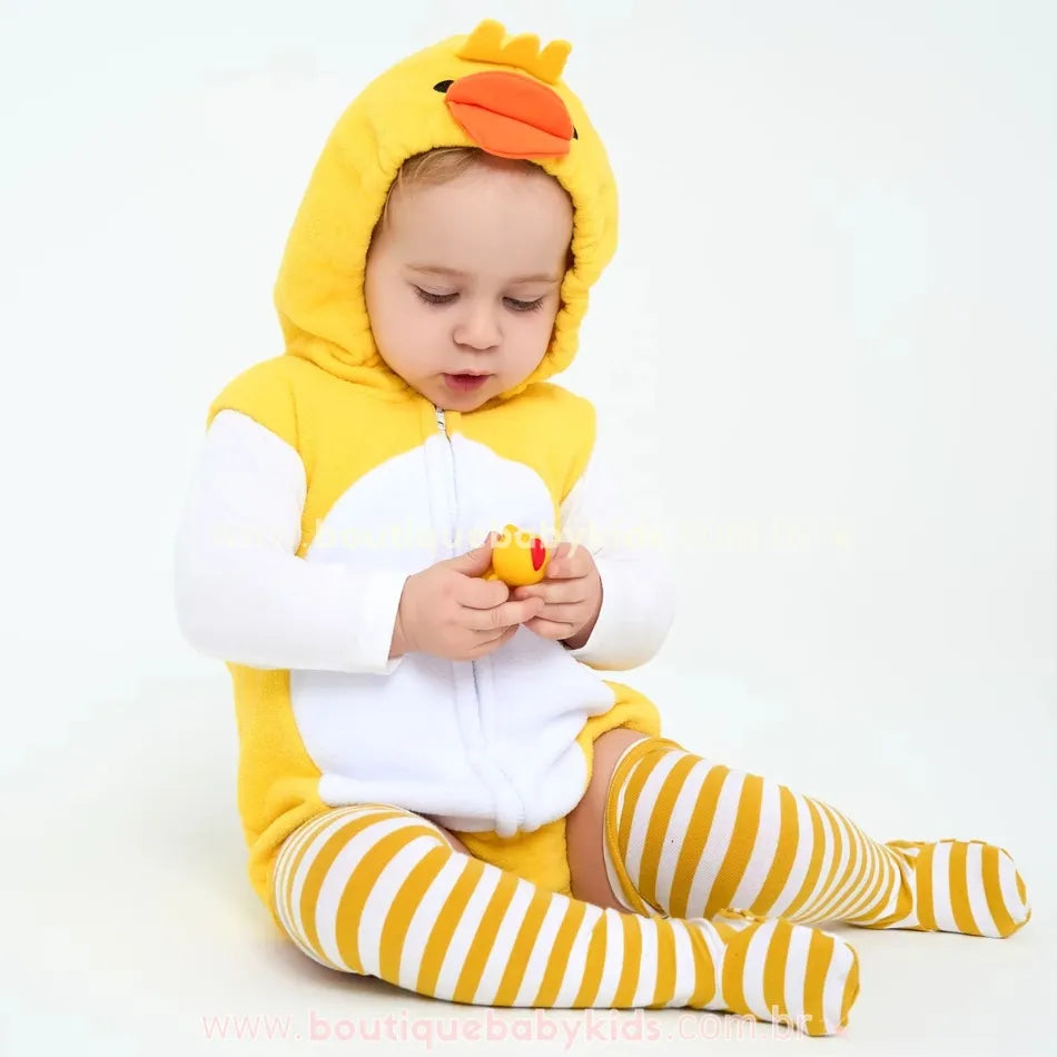 Body Bebê Fantasia Pintinho com Meia