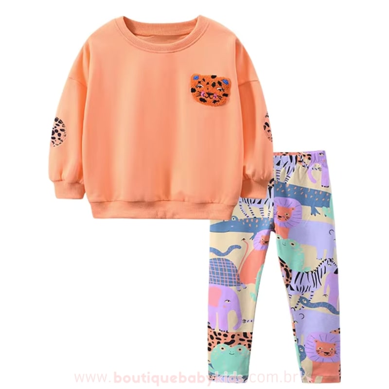 Conjunto Infantil Blusão e Calça Estampa Animais - Boutique Baby Kids