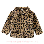 Jaqueta Infantil Estampa Leopardo Bege Bolsos Frontais - Boutique Baby Kids