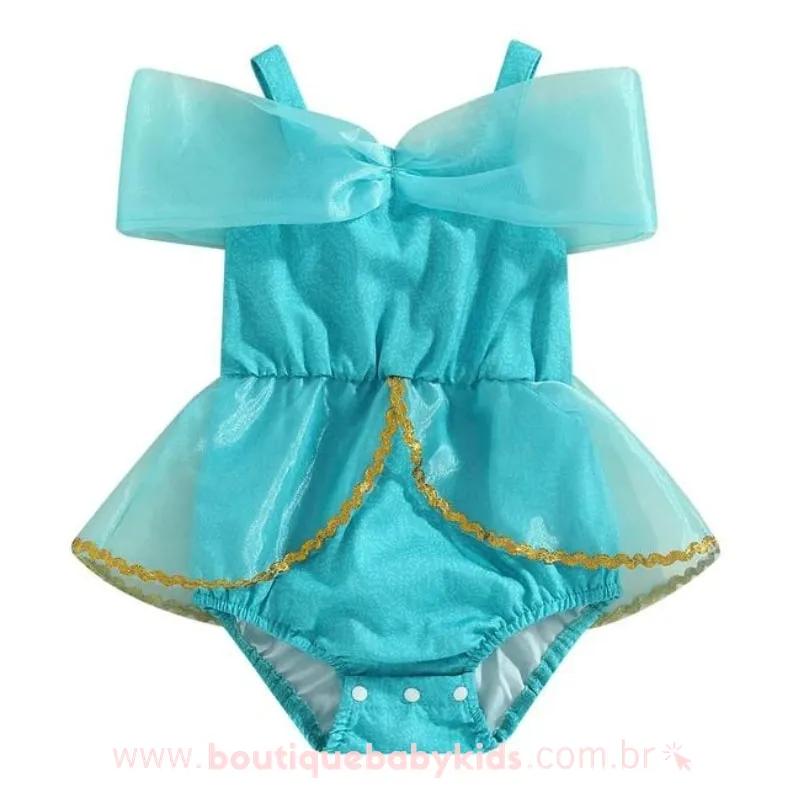 Body Bebê Fantasia Disney Princesa Jasmine Azul - Boutique Baby Kids
