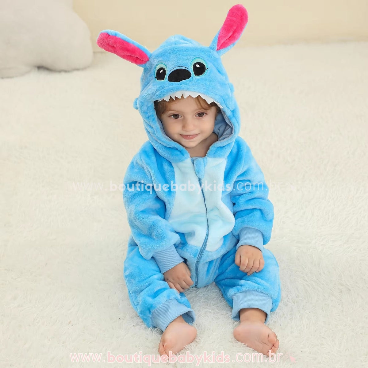 Macacão Bebê Fantasia Bichinho Stitch Azul Original - Boutique Baby Kids