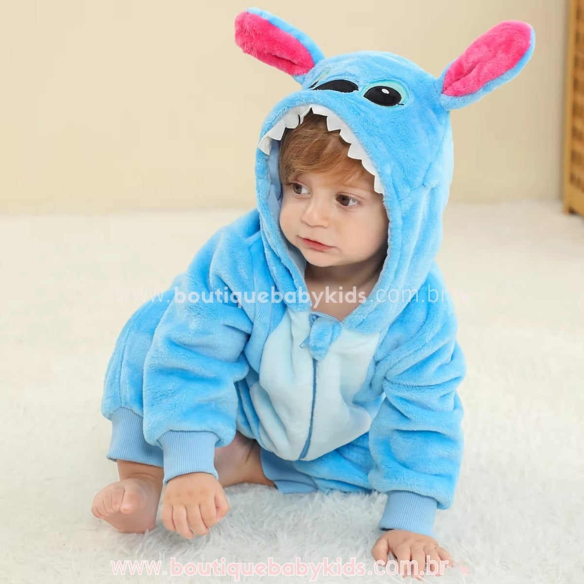 Macacão Bebê Fantasia Bichinho Stitch Azul Original - Boutique Baby Kids