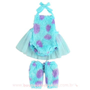 Body Bebê Fantasia Sullivan Monstros S.A com Tule Azul - Mesversário - Boutique Baby Kids