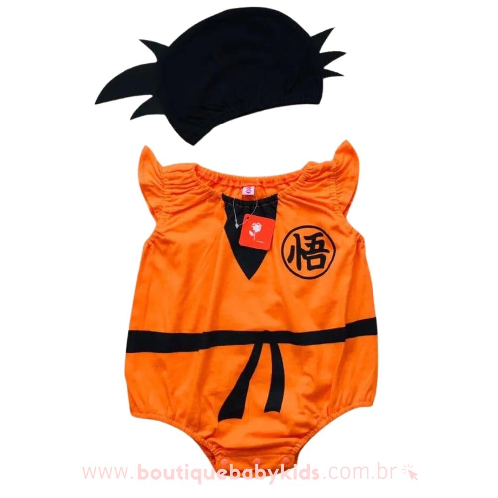Body Bebê Fantasia Goku Dragon Ball Z com Touca