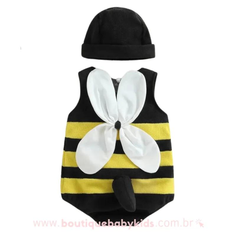 Body Bebê Fantasia Abelhinha com Touca