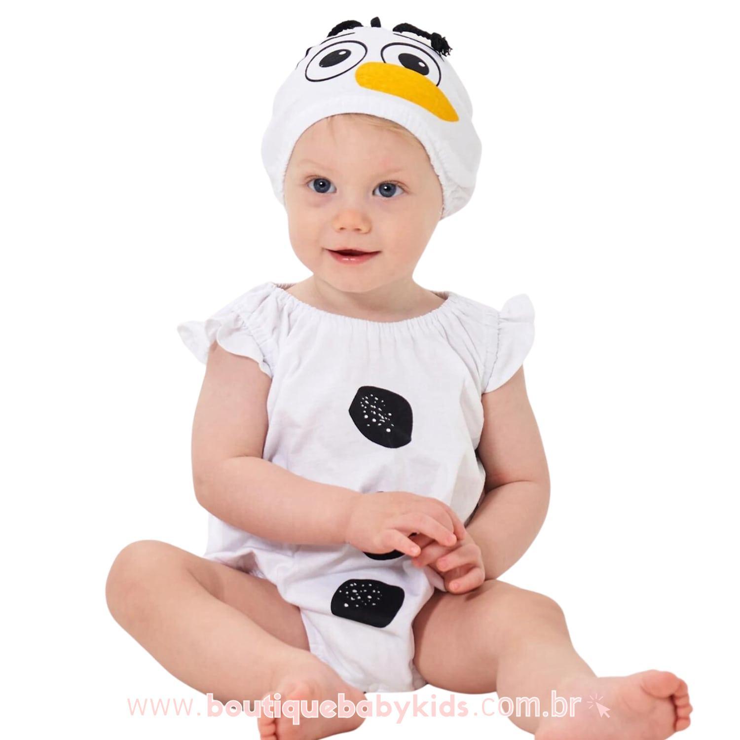 Body Bebê Fantasia Frozen Olaf com Touca