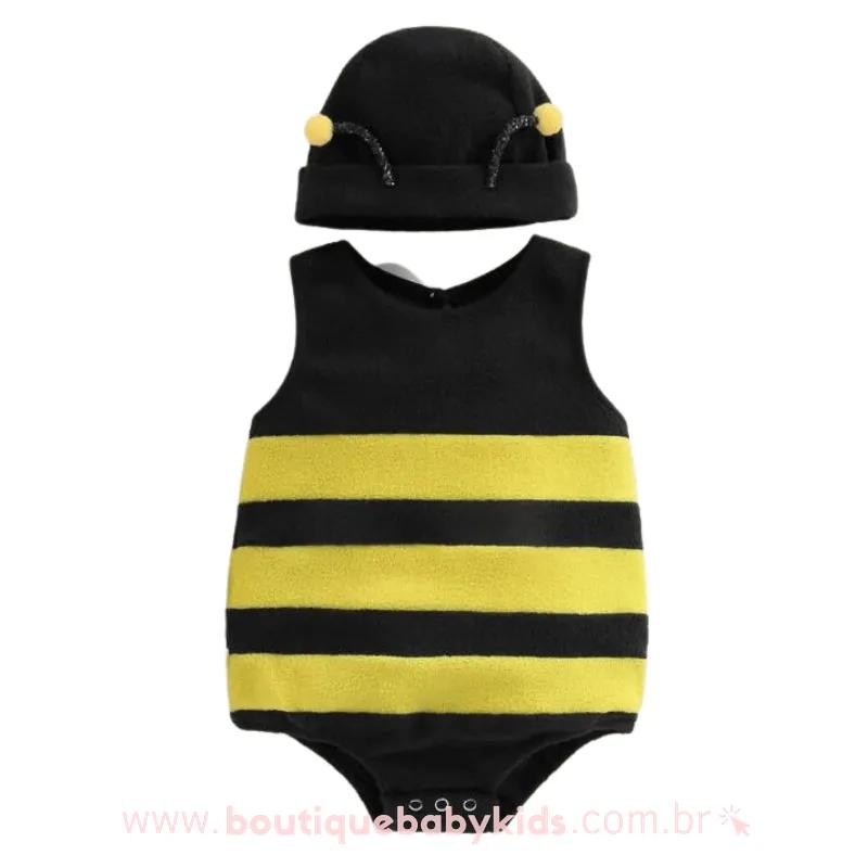 Body Bebê Fantasia Abelhinha com Touca Mesversário - Boutique Baby Kids