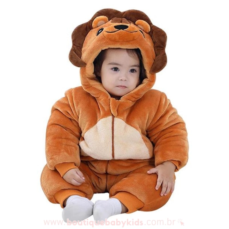 Macacão Bebê Acolchoado Bichinho Fantasia Leãozinho - Boutique Baby Kids