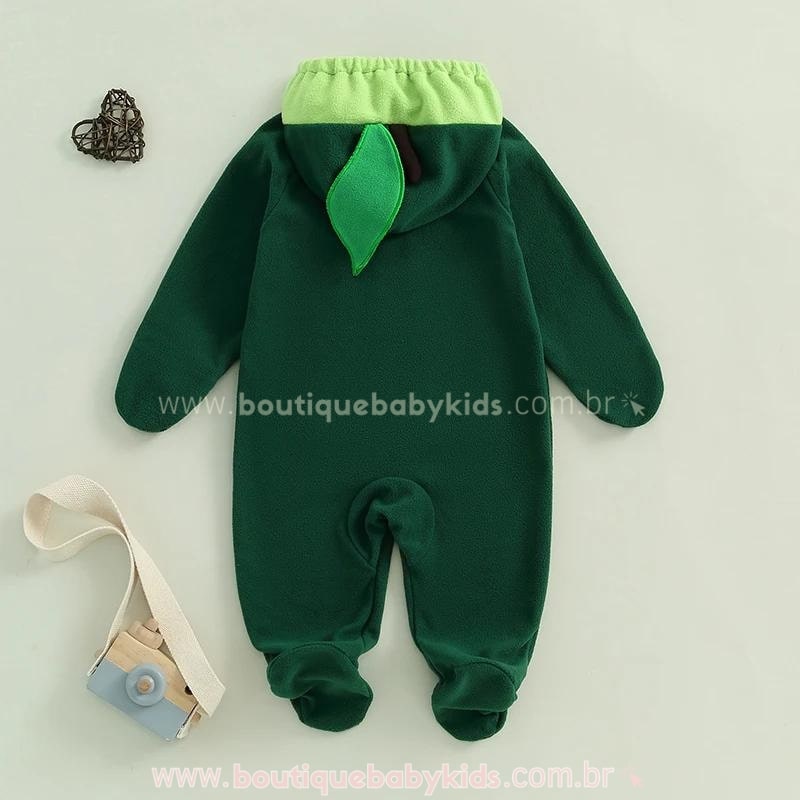 Macacão Bebê Fantasia Abacate com Pezinho
