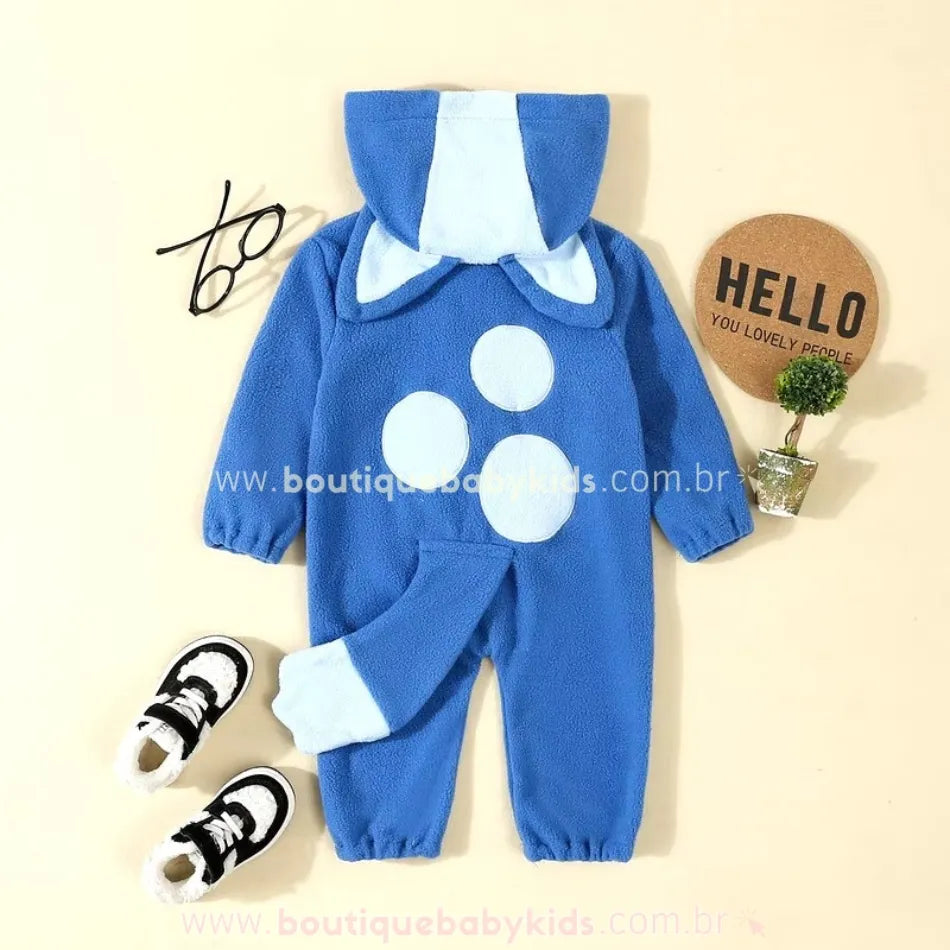 Macacão Bebê Fantasia Bluey e Bingo Azul - Boutique Baby Kids