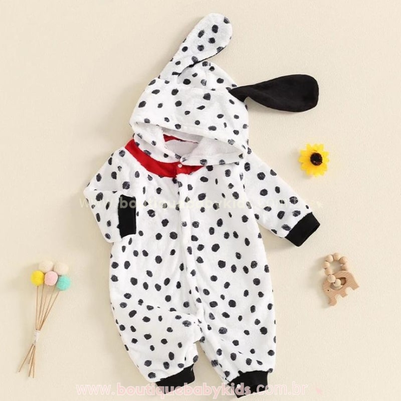 Macacão Bebê Fantasia Cachorrinho 101 Dálmatas - Boutique Baby Kids