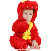 Macacão Bebê Fantasia Bichinho Dinossauro Vermelho - Boutique Baby Kids