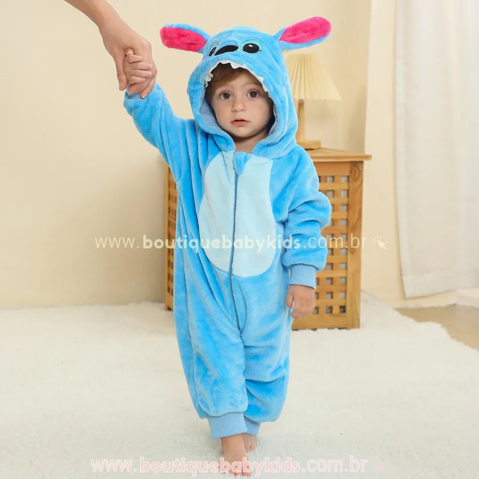 Macacão Bebê Fantasia Bichinho Stitch Azul Original - Boutique Baby Kids