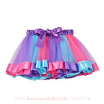 Saia Infantil Tule Multicor Lilás