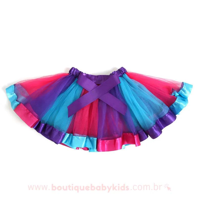 Saia Infantil Tule Multicor Lilás