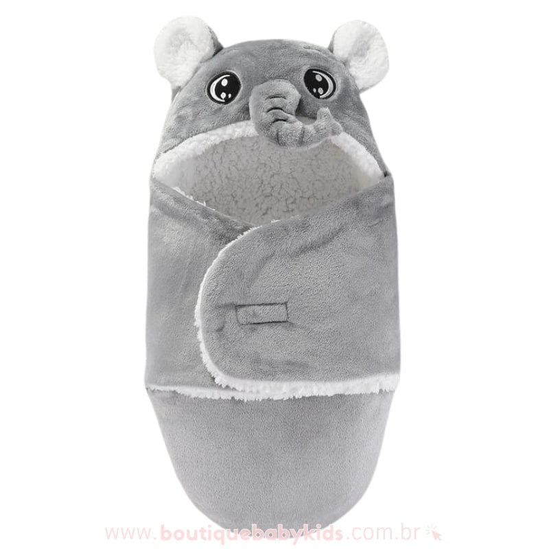 Saco de Dormir Bebê Sherpa Elefantinho Cinza - Boutique Baby Kids