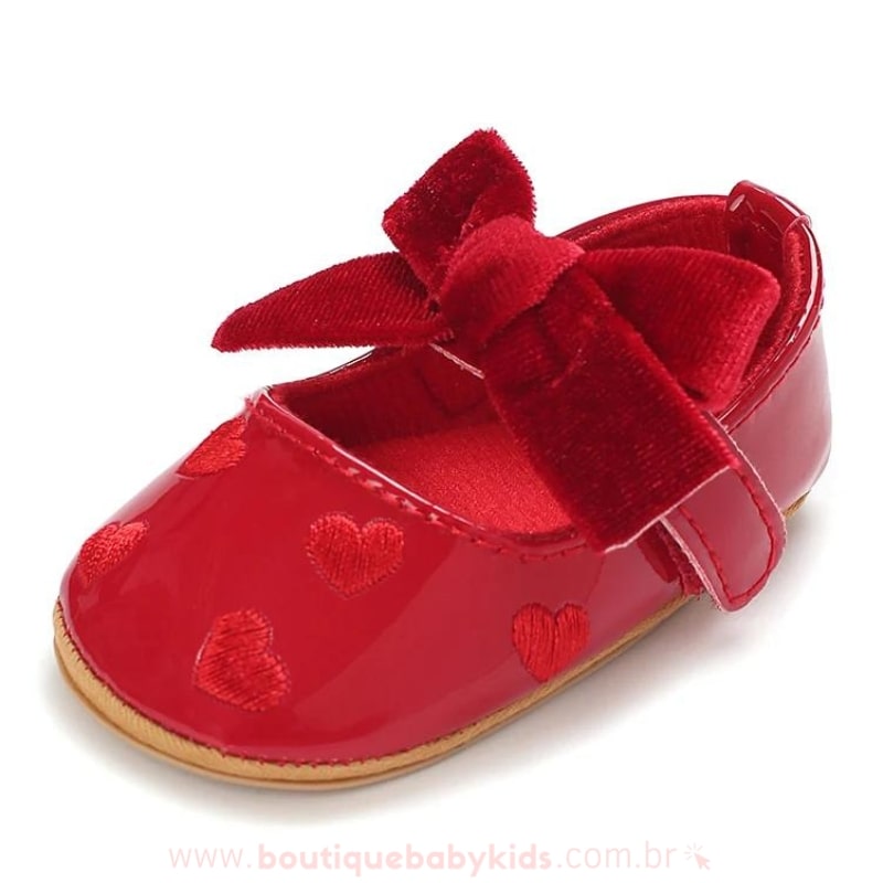 Sapatilha Bebê Verniz Vermelha com Laço - Boutique Baby Kids