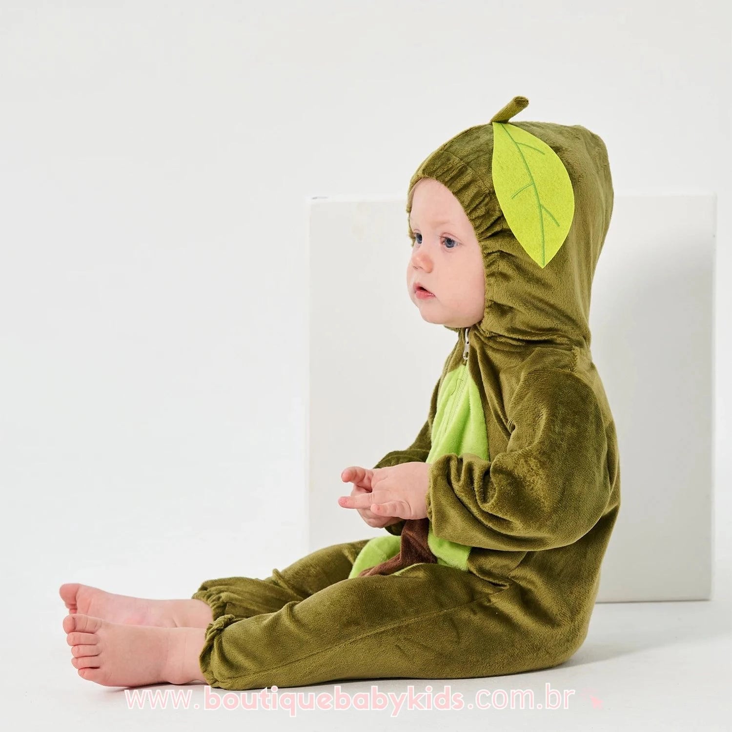 Macacão Bebê Fantasia Abacate Manga Longa Mesversário - Boutique Baby Kids