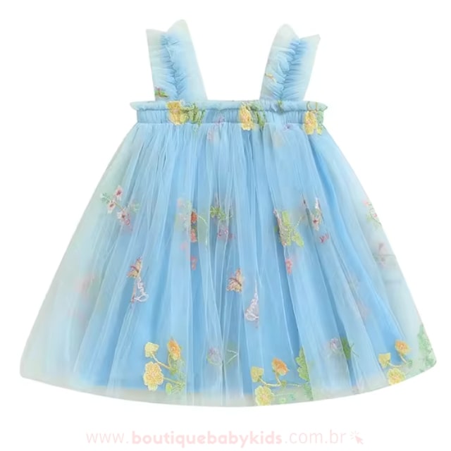 Vestido Bebê Bordado Flores Tule - Boutique Baby Kids