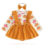 Vestido Bebê Estampa Abóbora com Faixa - Boutique Baby Kids