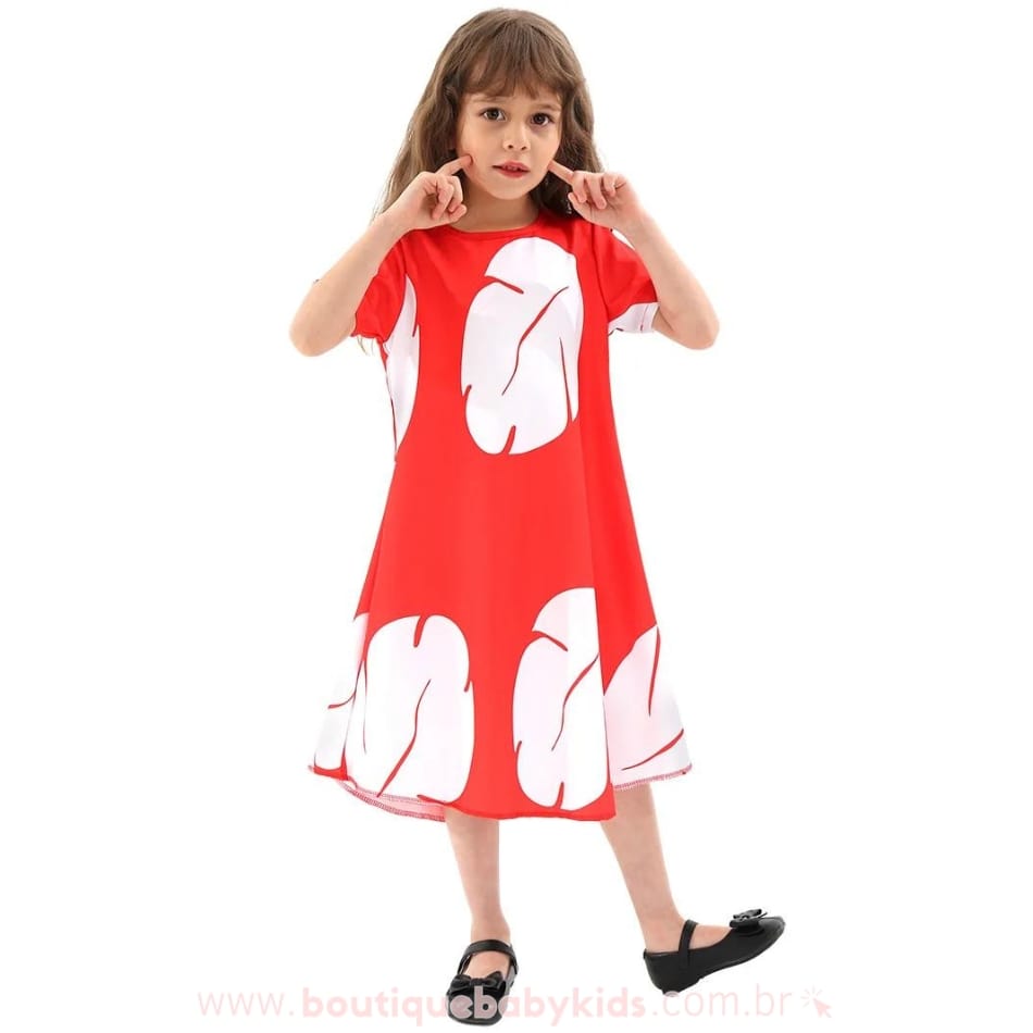 Vestido Infantil Fantasia Lilo & Stitch Vermelho - Boutique Baby Kids