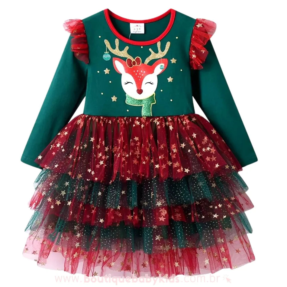 Vestido Infantil Natalino Rena com Tule - Boutique Baby Kids