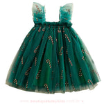 Vestido Infantil Temático de Natal Bengala Doce com Tule Verde - Boutique Baby Kids