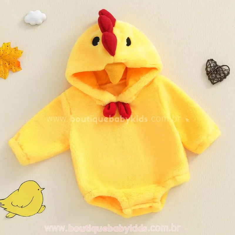 Body Bebê Fantasia Pintinho Amarelinho com Capuz - Boutique Baby Kids