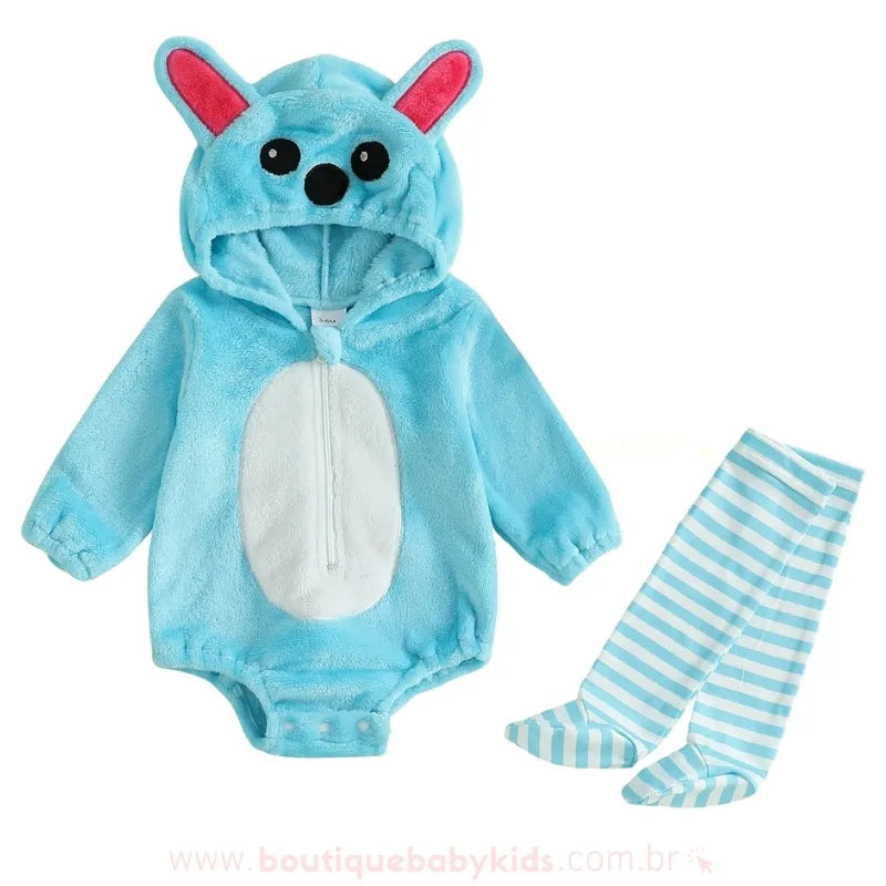 Body Bebê Fantasia Stitch com Meia Azul - Boutique Baby Kids