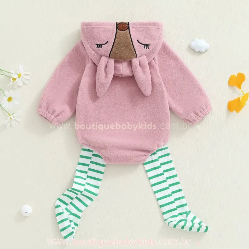 Body Bebê Temático Coelhinha Sonhadora com Meia