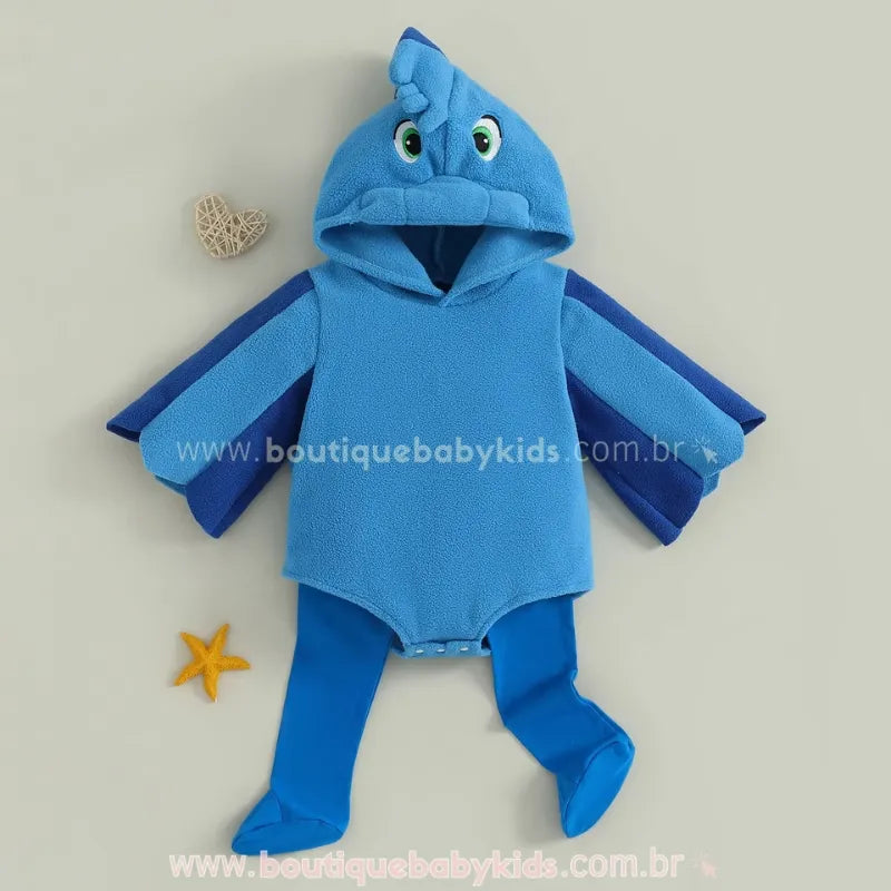 Body Bebê Temático Peixinho do Oceano com Meia