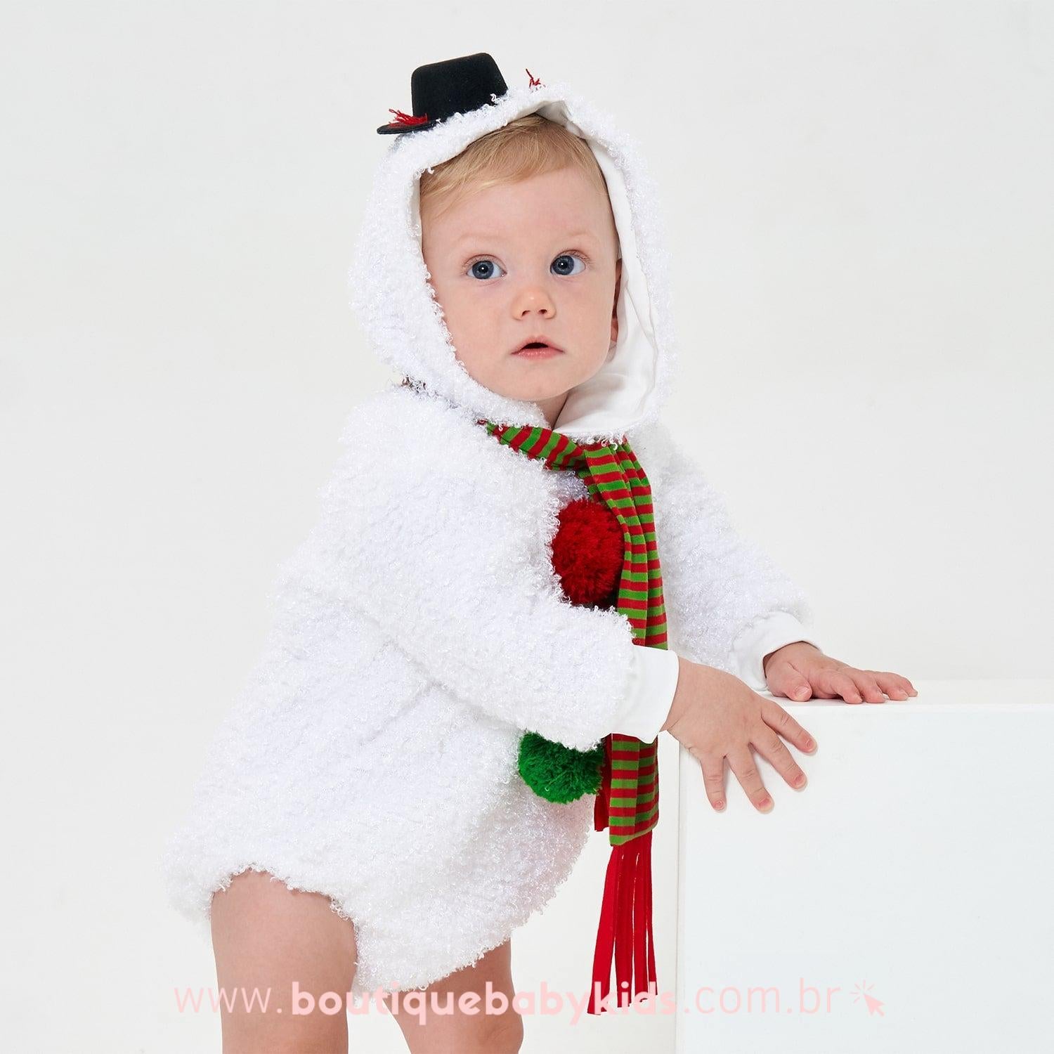 Body Bebê Fantasia Boneco de Neve com Chapéu e Cachecol - Boutique Baby Kids