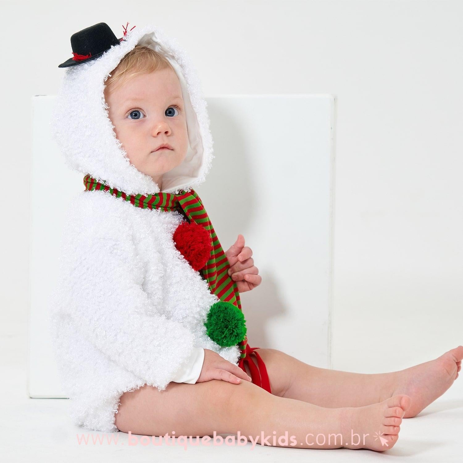 Body Bebê Fantasia Boneco de Neve com Chapéu e Cachecol - Boutique Baby Kids