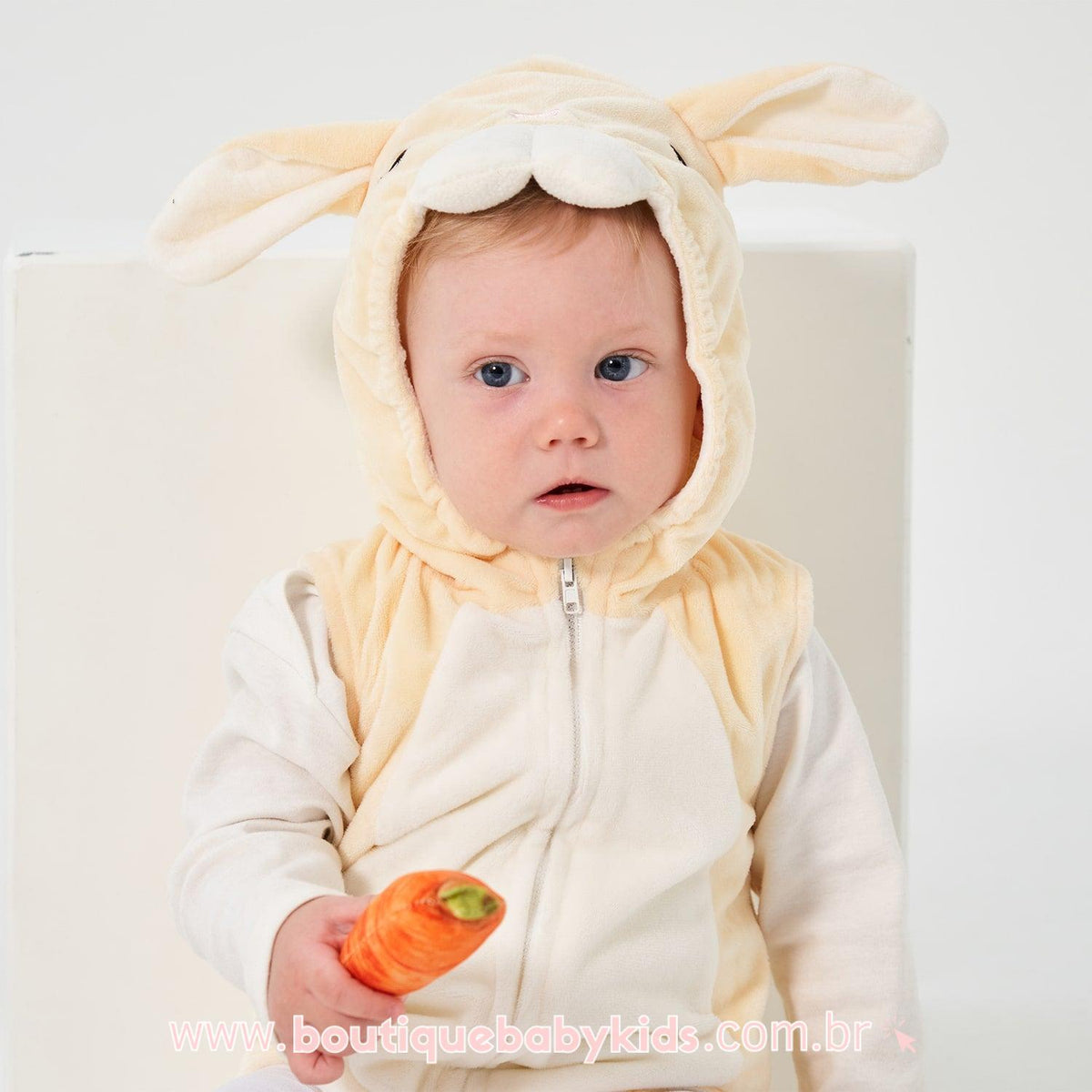 Body Bebê Fantasia Páscoa Coelhinha Mesversário - Boutique Baby Kids