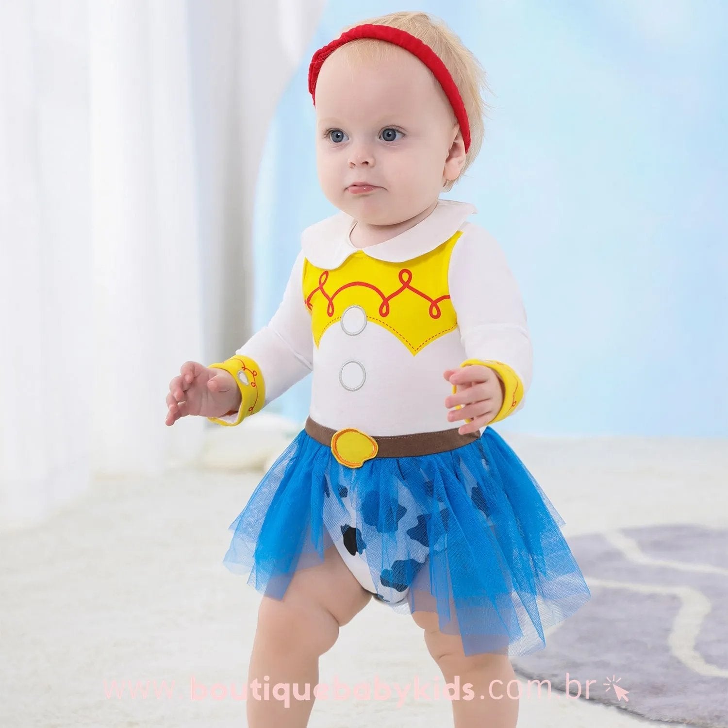 Body Bebê Fantasia Jessie Toy Story com Faixa - Boutique Baby Kids