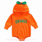 Body Bebê Fantasia Fruta Laranja com Capuz